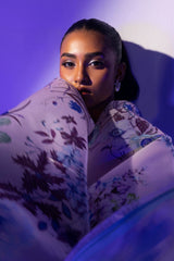 Stitched Floral Satin Printed Shirt