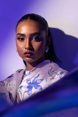 Stitched Floral Satin Printed Shirt