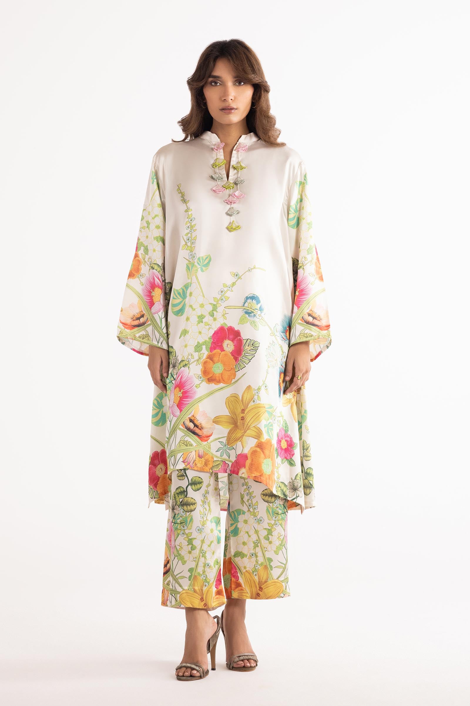 Stitched Printed Satin Shirt Main image