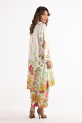 Stitched Printed Satin Shirt + Wide Leg Pants