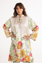 Stitched Printed Satin Shirt