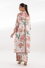 Stitched Printed Satin Shirt + Boot Pants