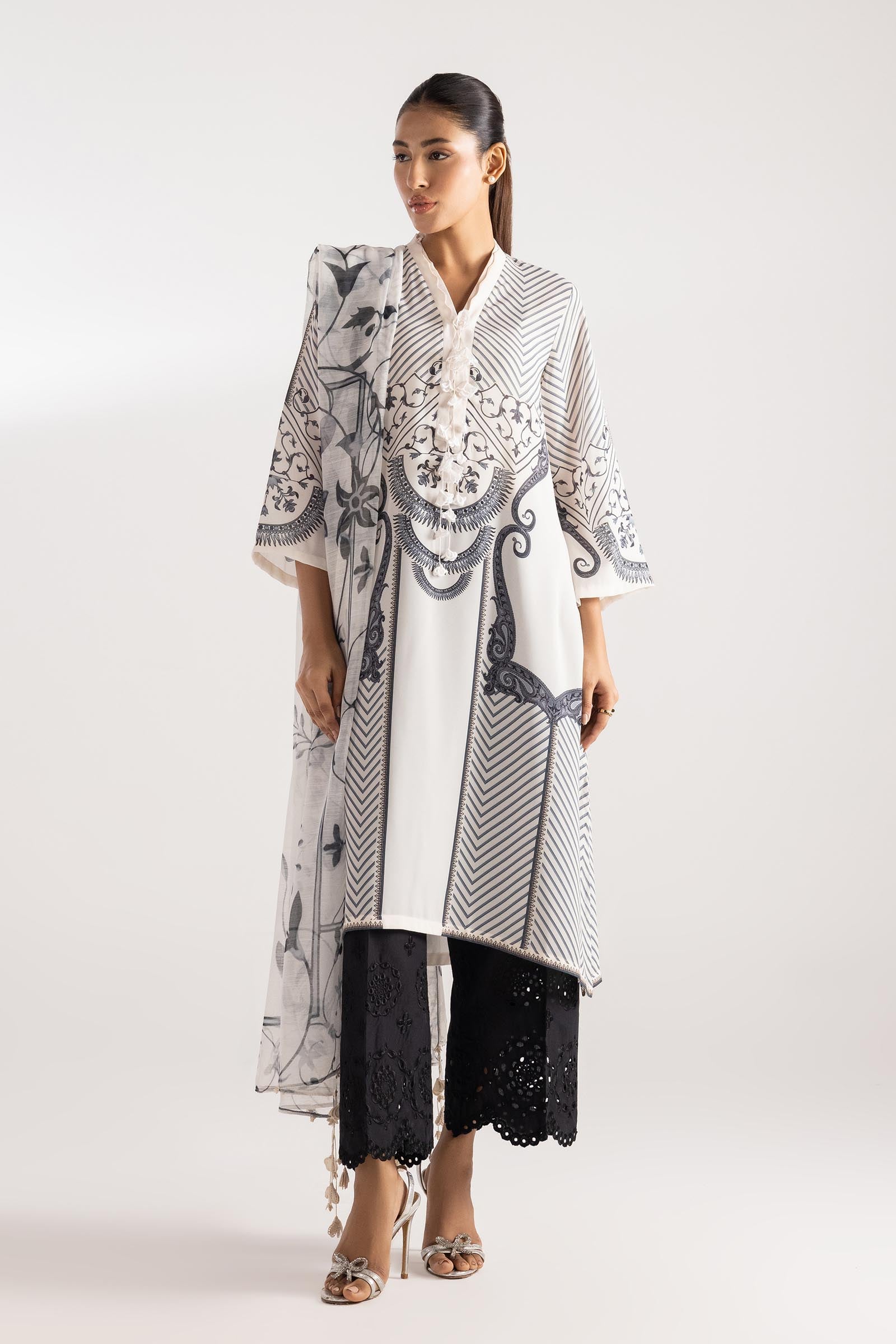 Stitched Embroidered Crepe Shirt Main image