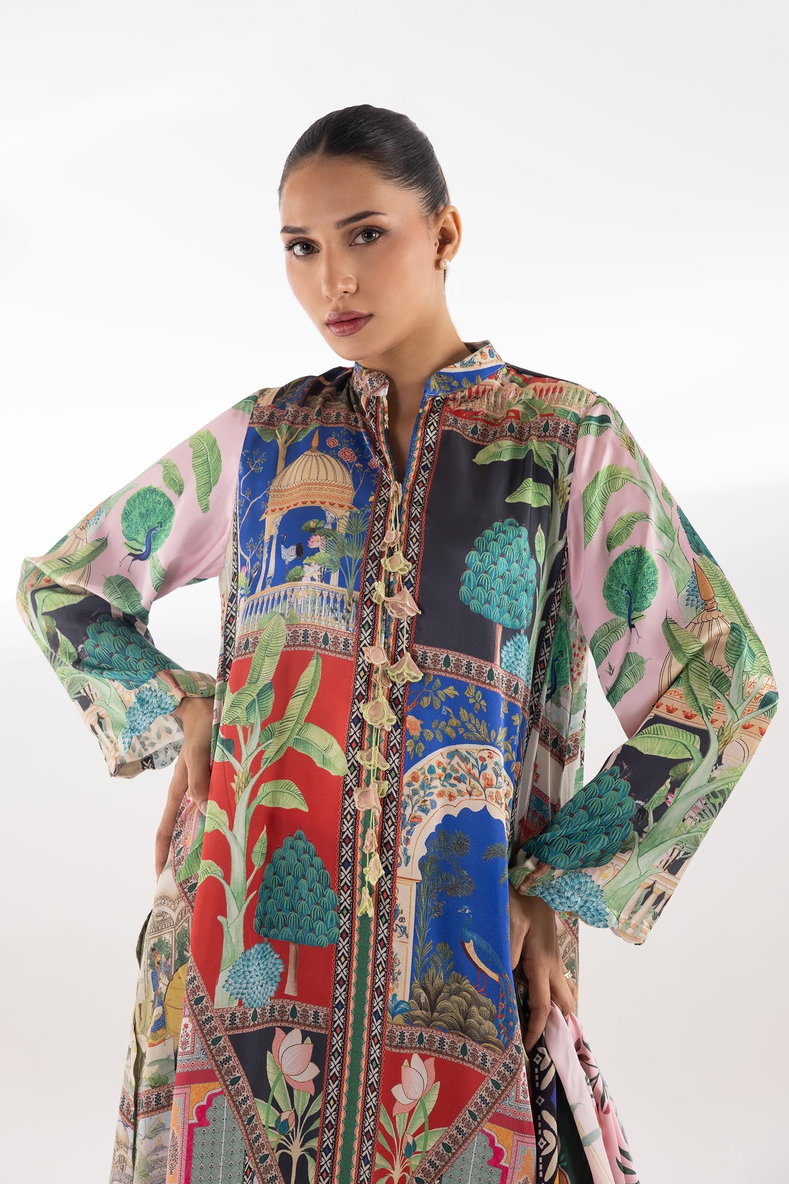 Stitched Satin Printed Shirt + Dupatta Secondary image