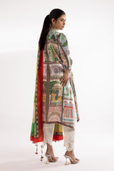 Stitched Printed Satin Shirt + Dupatta