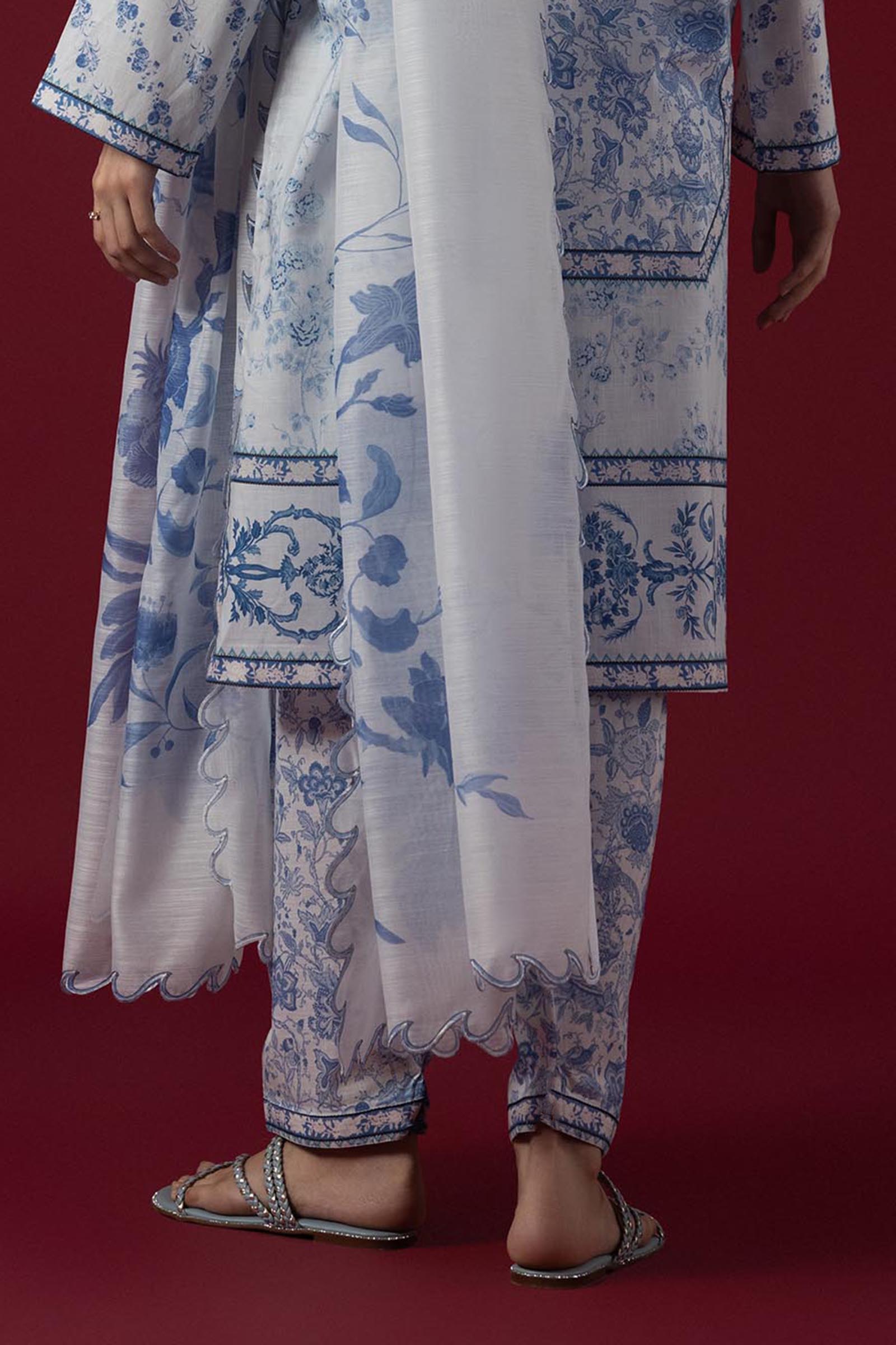 Stitched Printed Slub Skinny Shalwar Secondary image