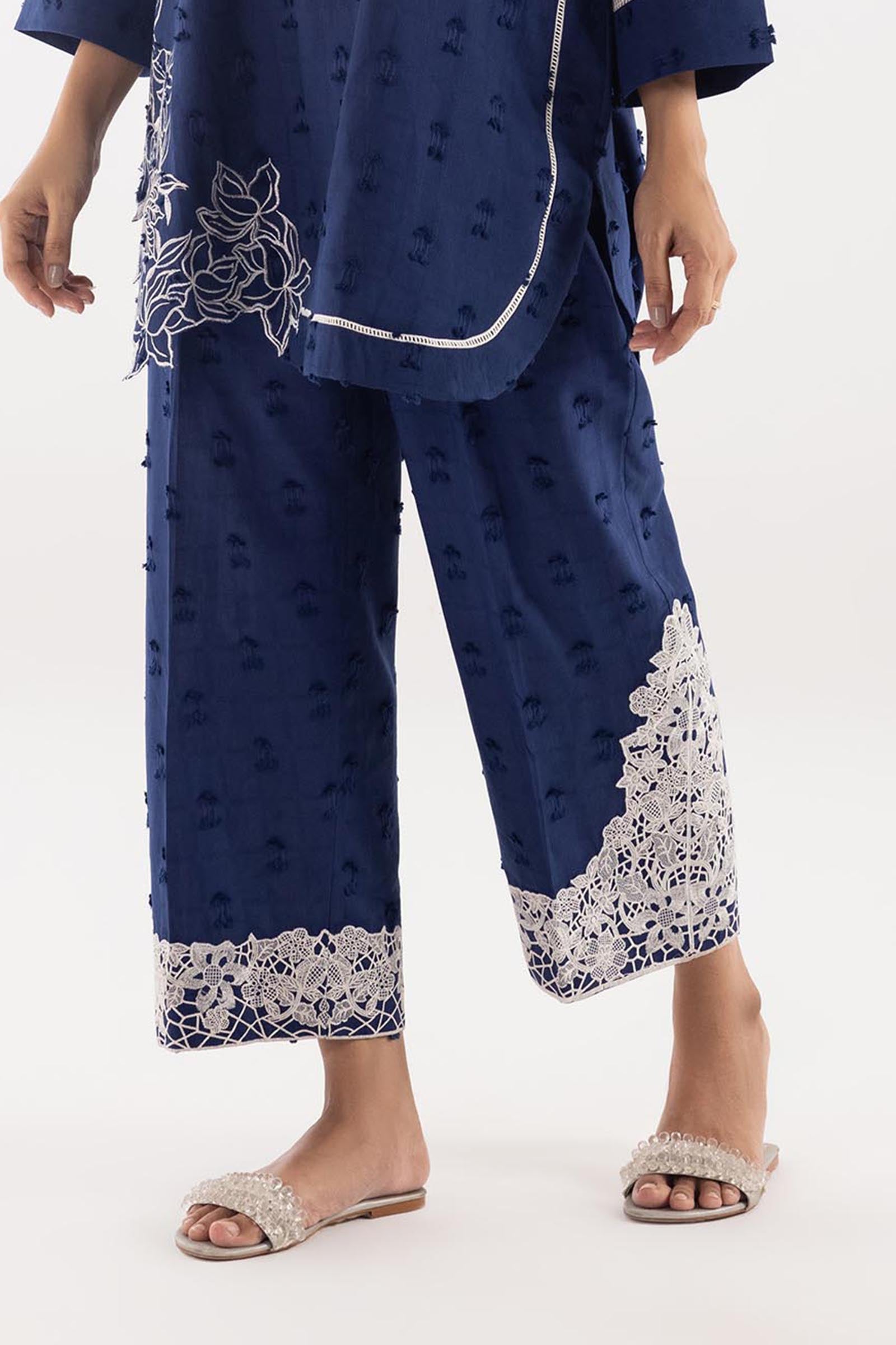 Stitched Embroidered Jacquard Culotte Main image