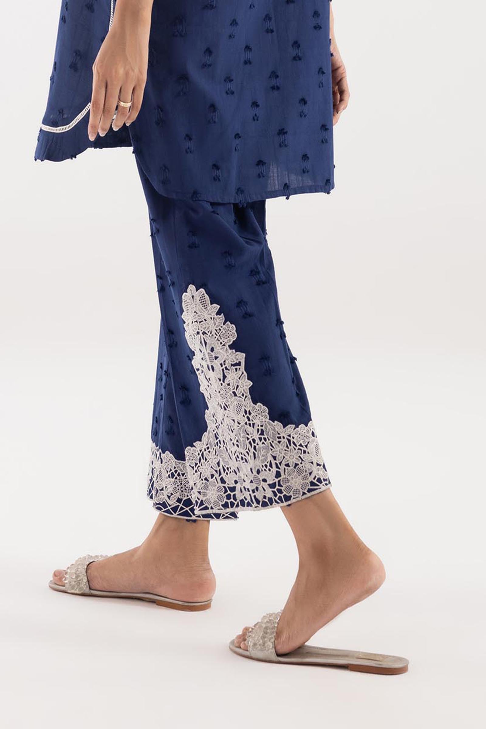 Stitched Embroidered Jacquard Culotte Secondary image