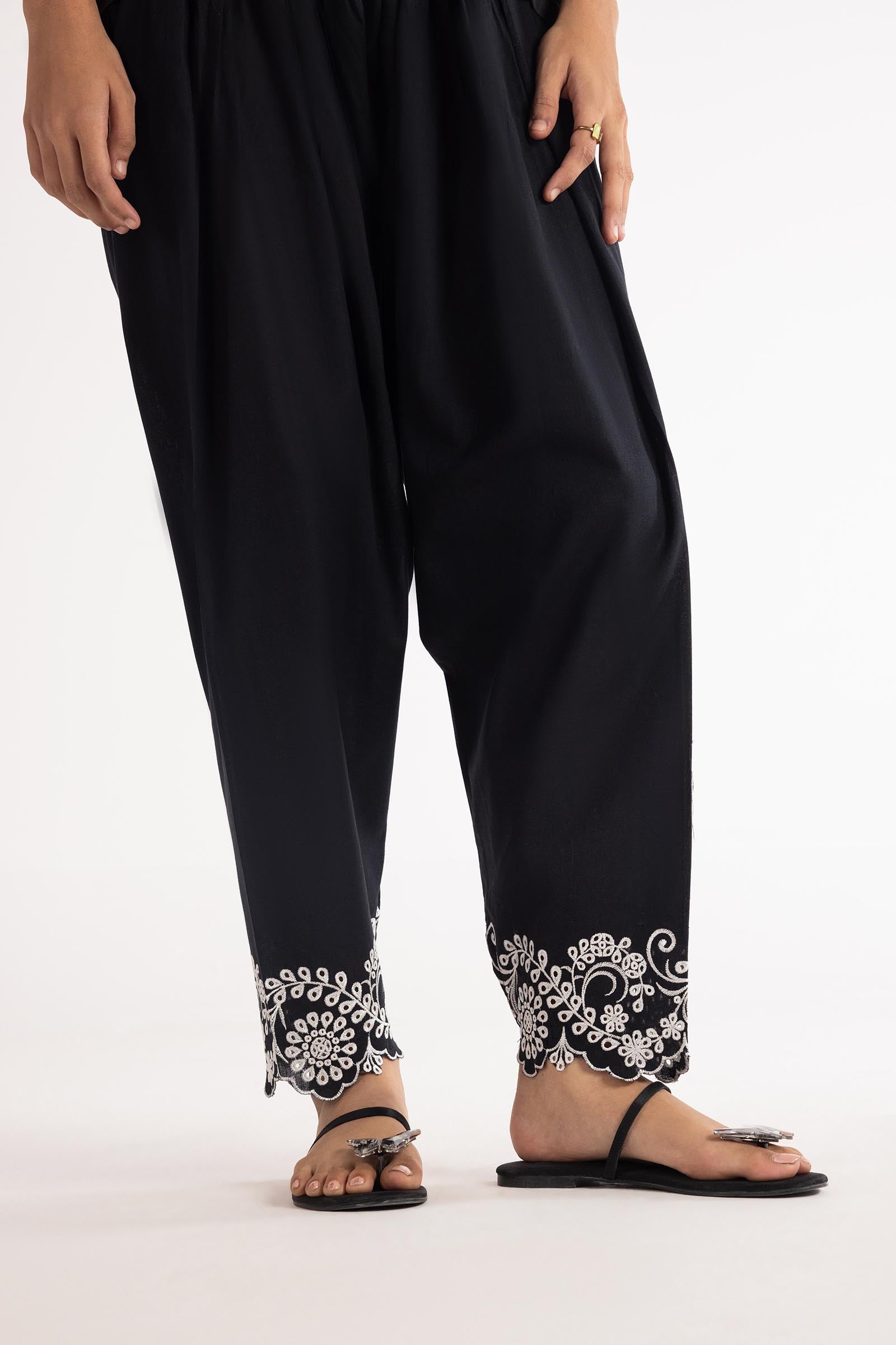Stitched Embroidered Black Shalwar Secondary image