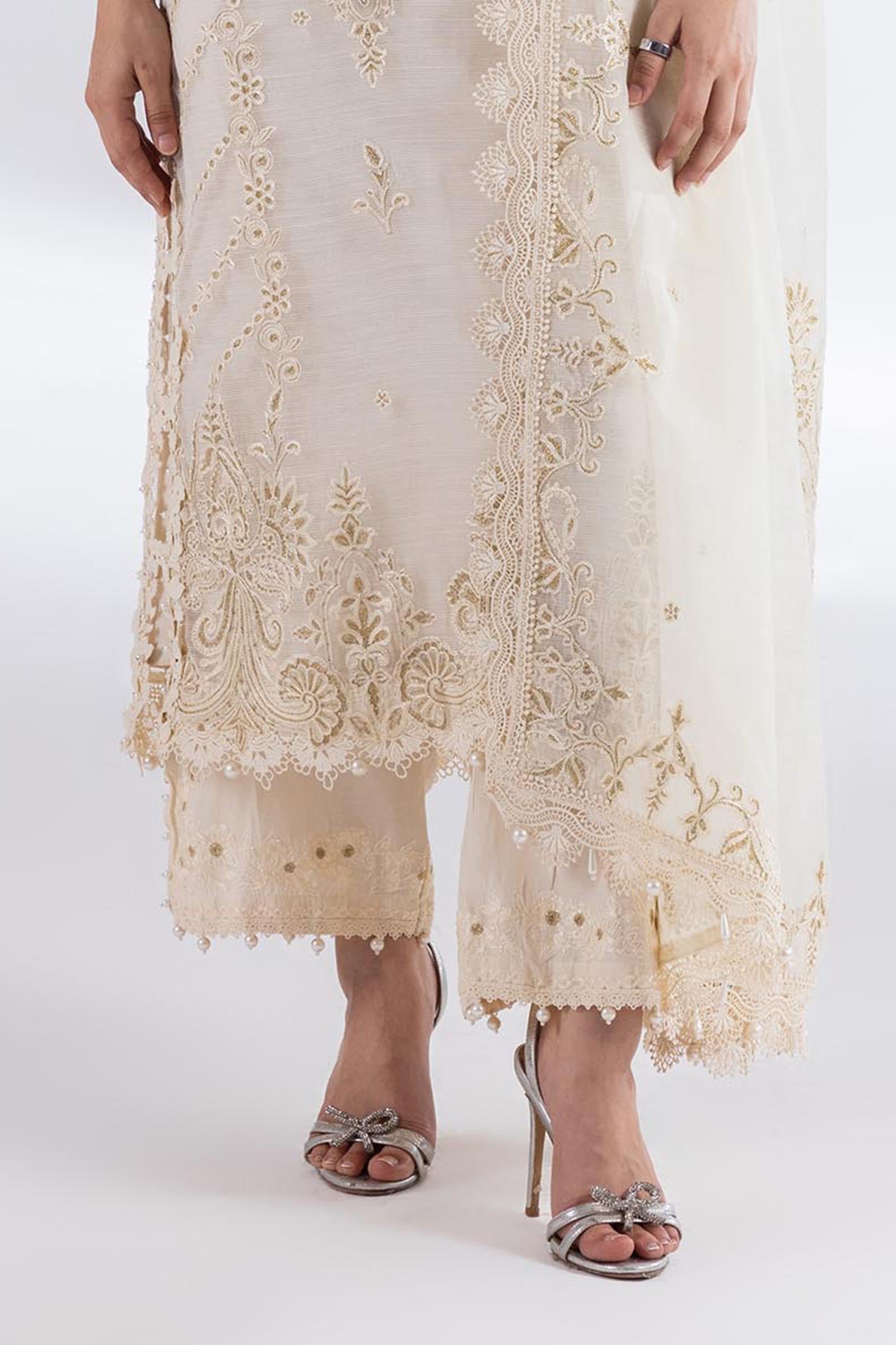 Stitched Embroidered Raw Silk Culotte Main image