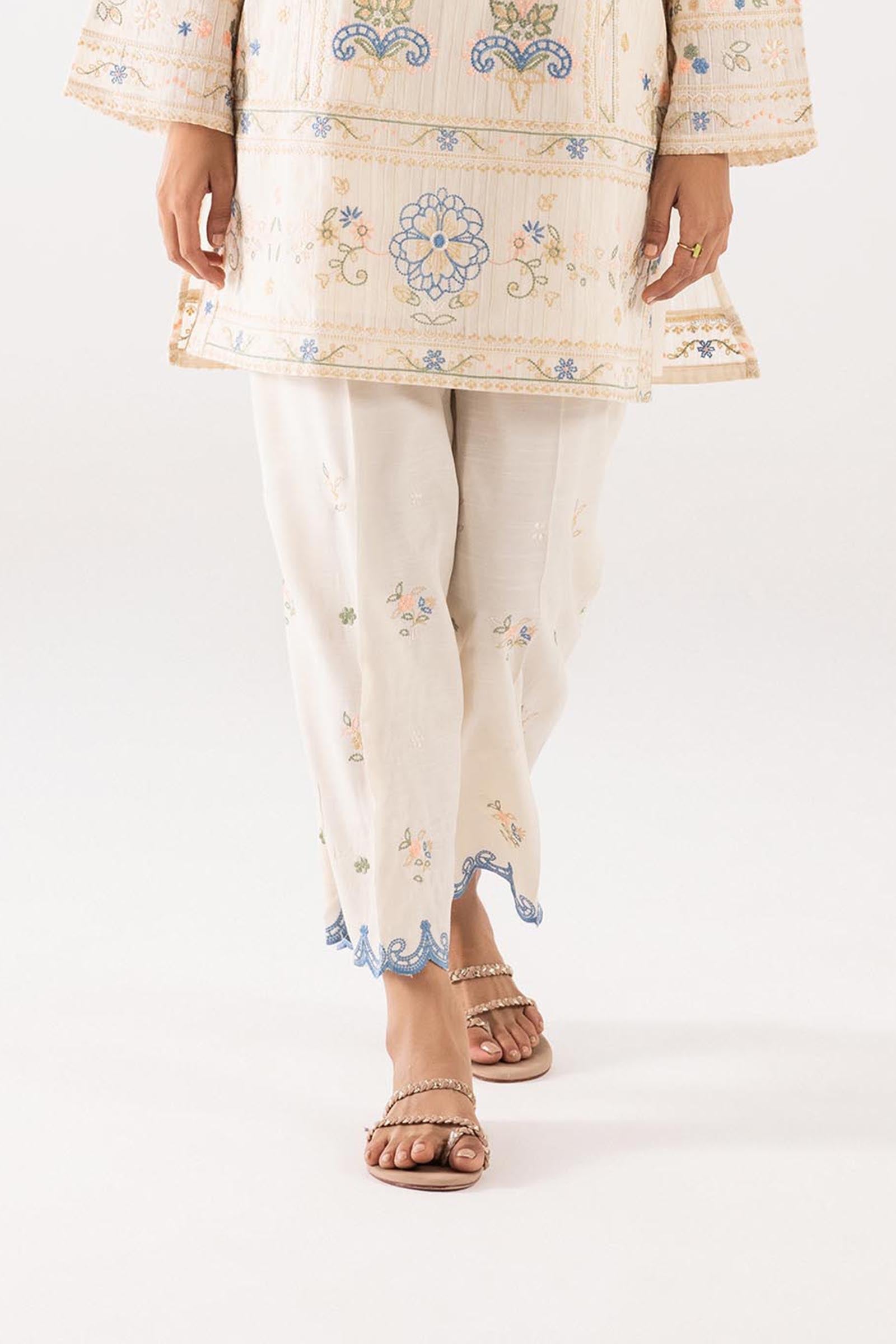Stitched Raw Silk Embroidered Culotte Main image
