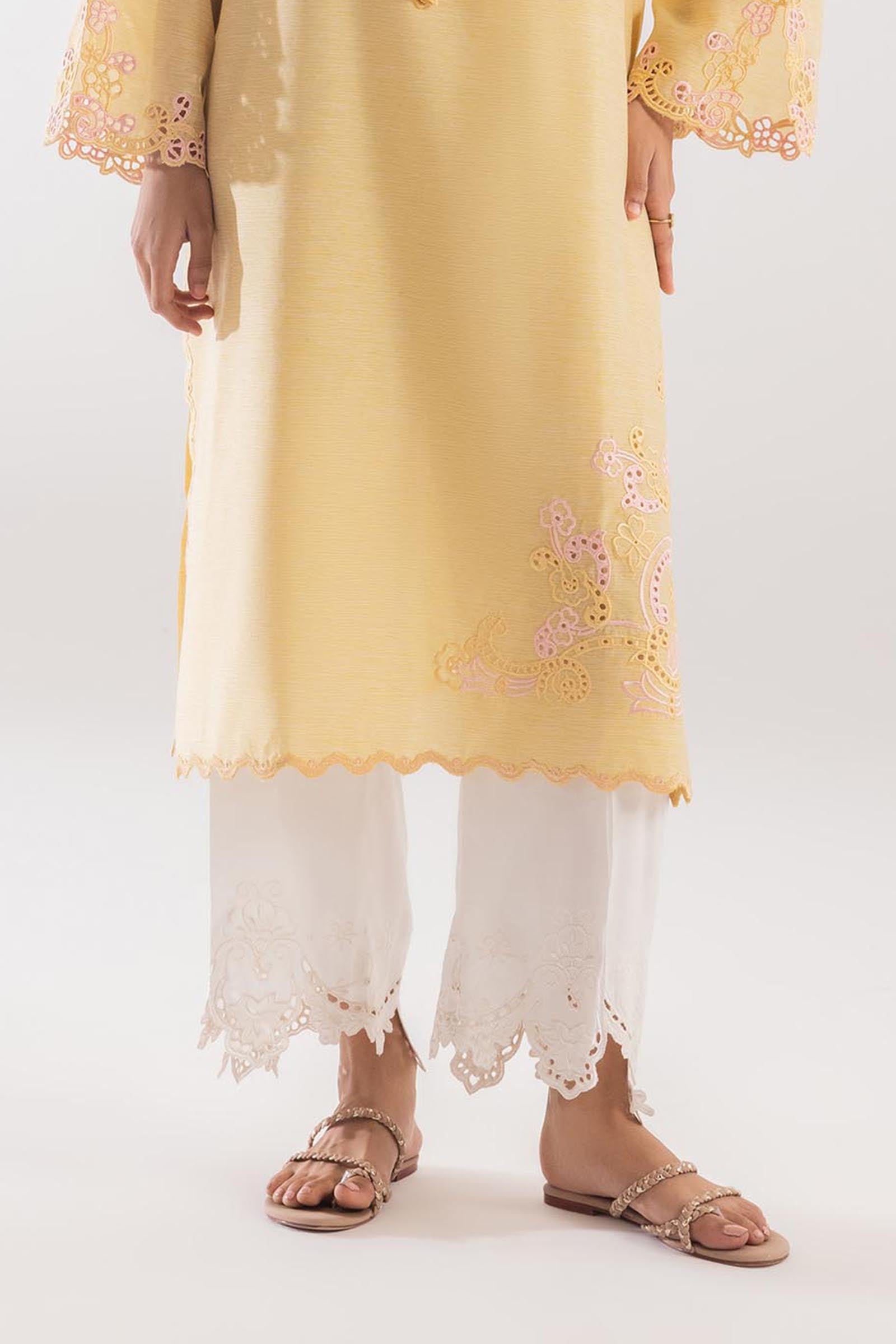 Stitched Embroidered Raw Silk Culotte Secondary image