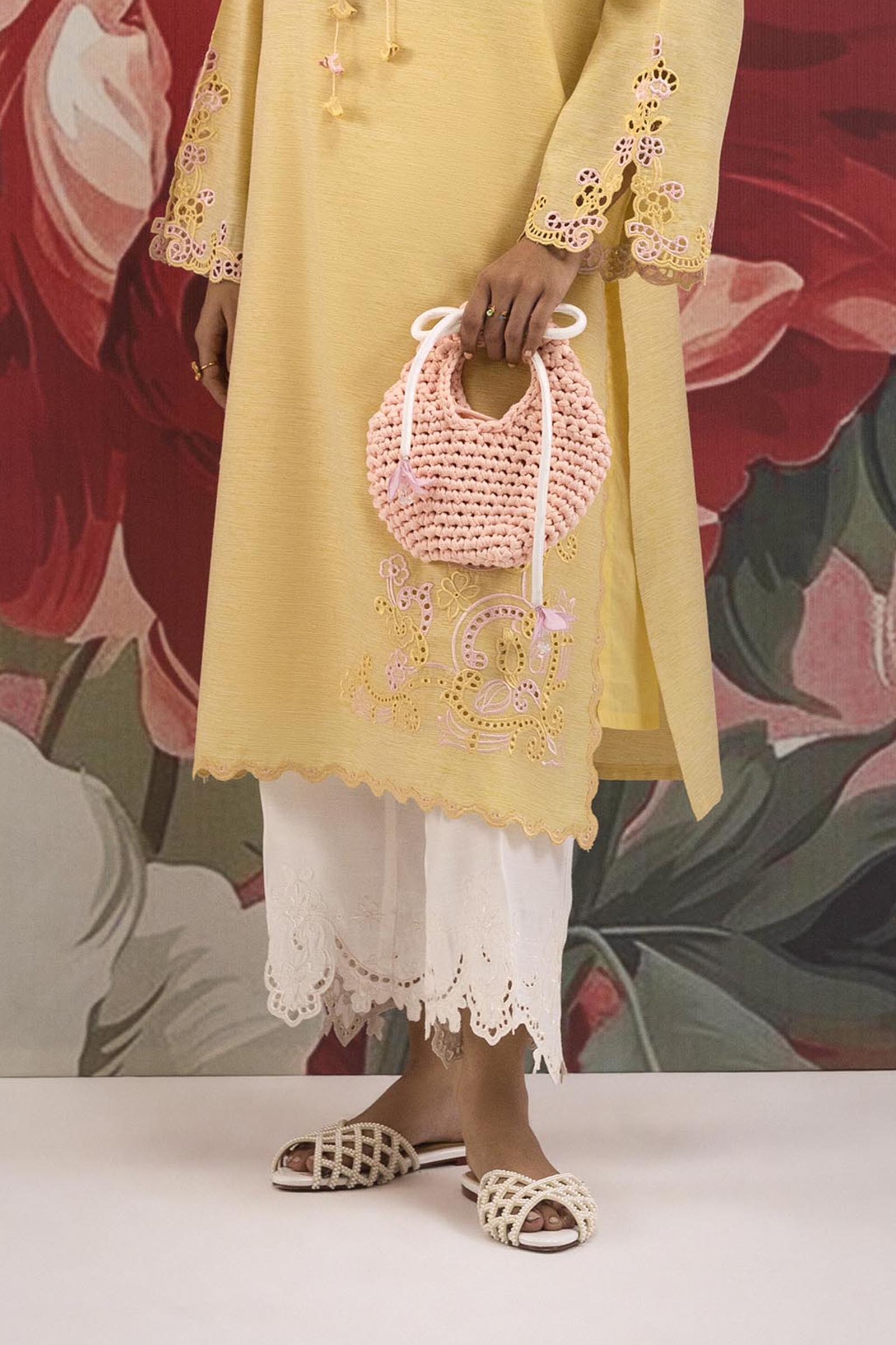 Stitched Embroidered Raw Silk Culotte Main image