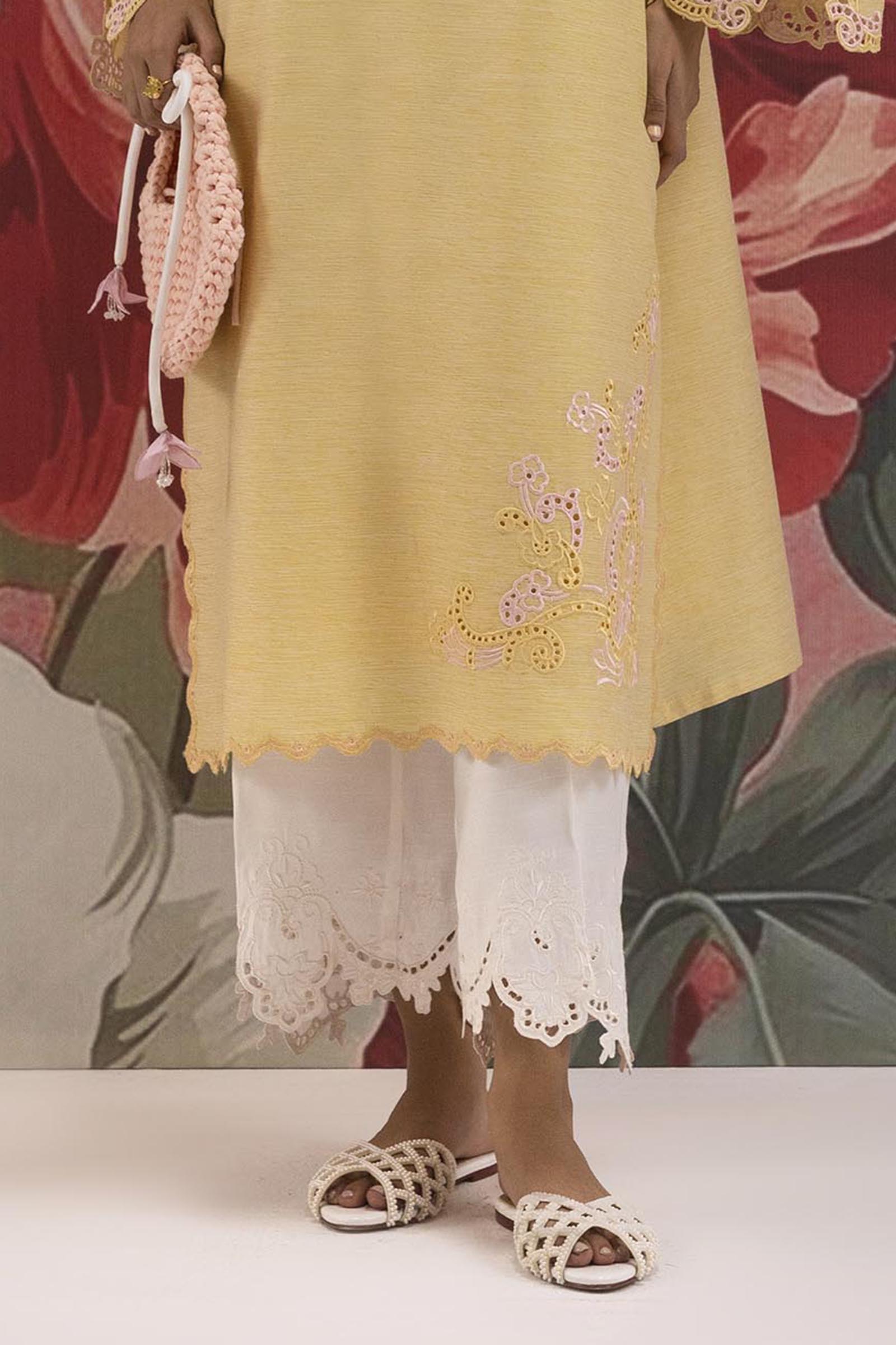 Stitched Embroidered Raw Silk Culotte Secondary image