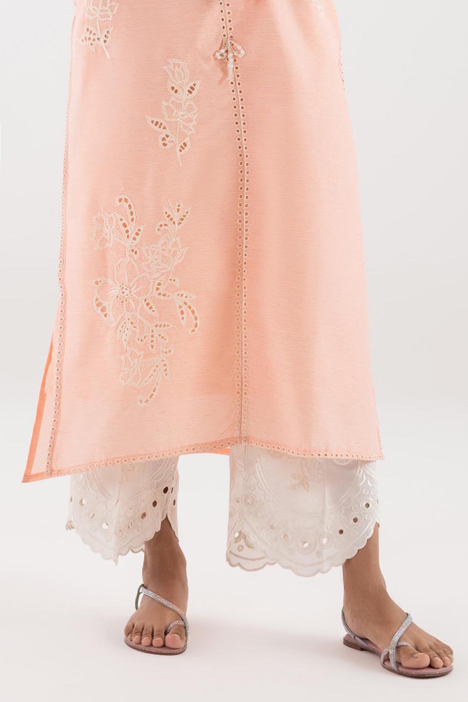 Stitched Embroidered Raw Silk Culotte Secondary image