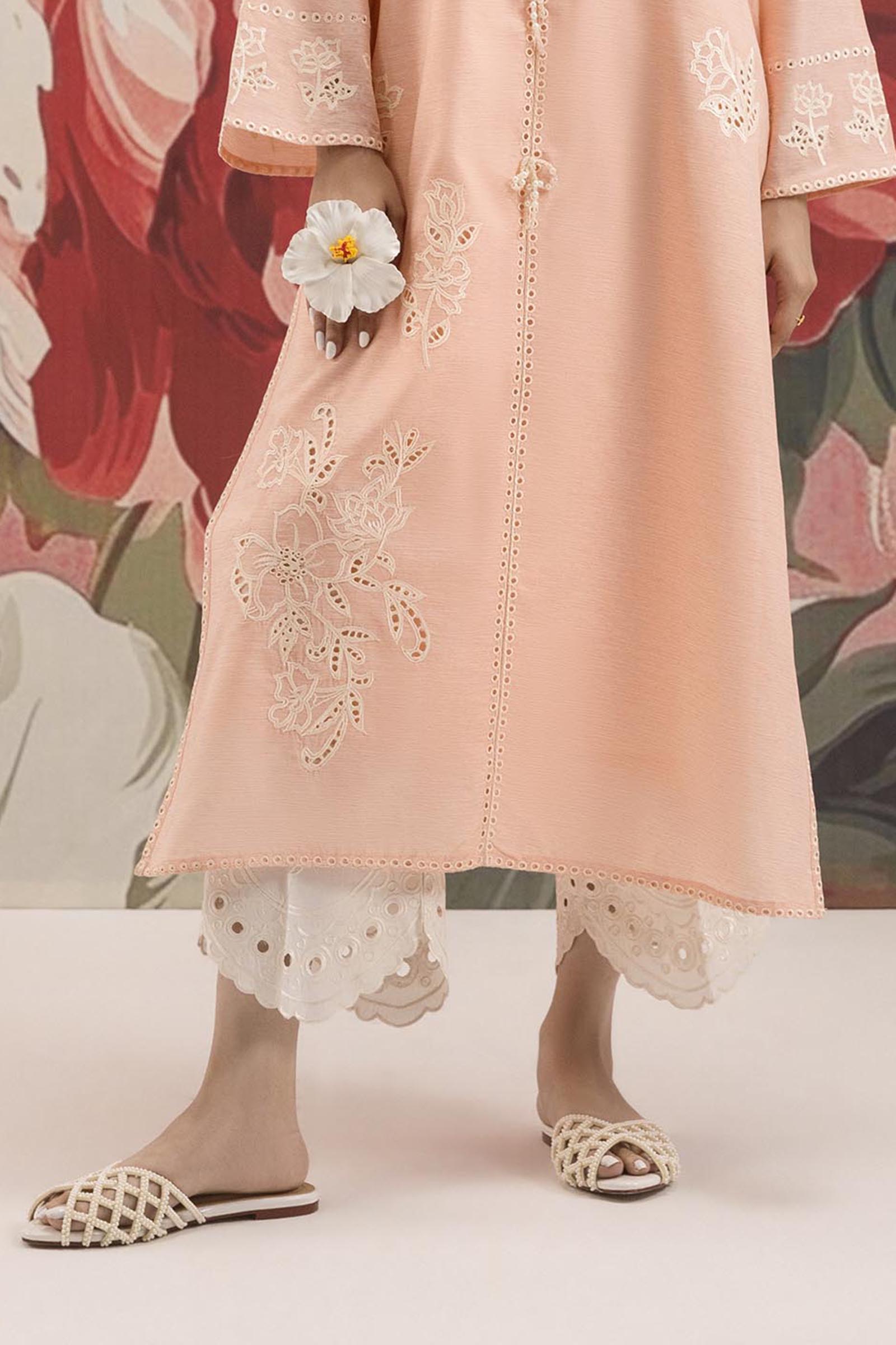 Stitched Embroidered Raw Silk Culotte Main image