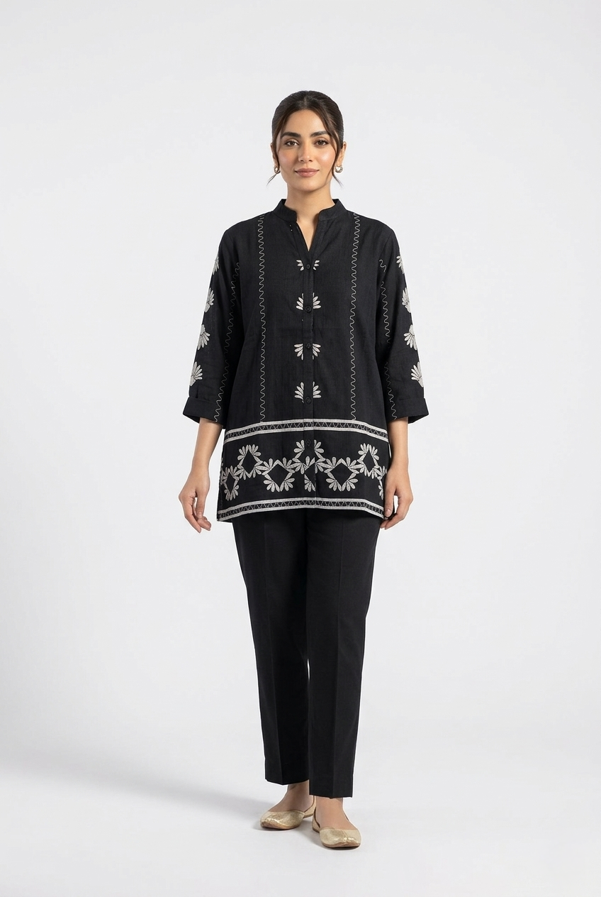 Stitched Printed Linen Shirt Main image