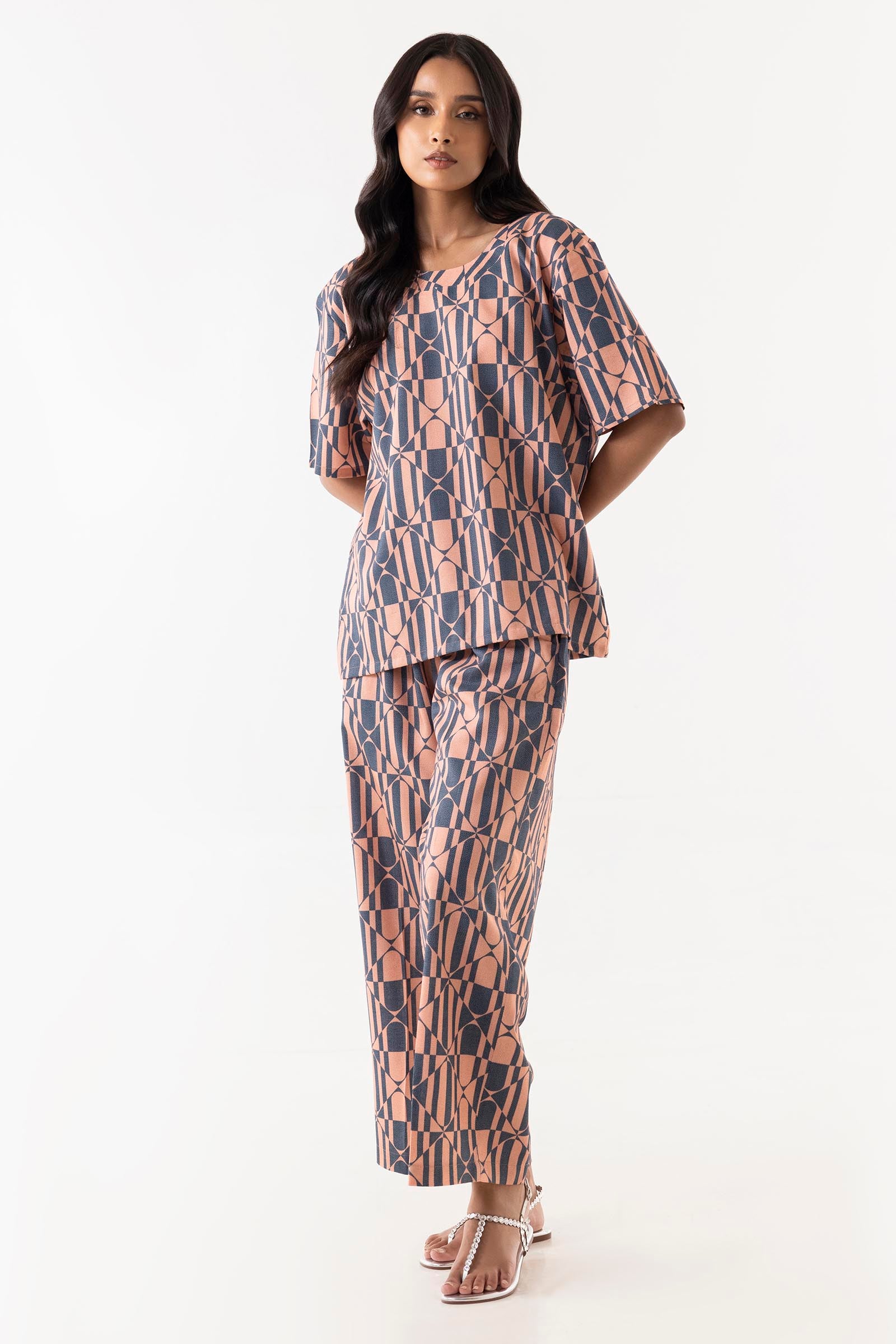 Stitched Multi Printed Cord Set Main image