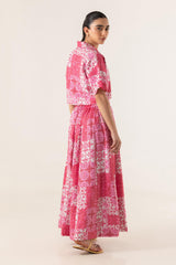 Stitched Floral Printed Shirt + Skirt