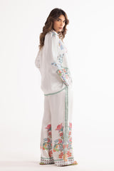 Stitched Printed Wesst Satin Shirt + Culotte