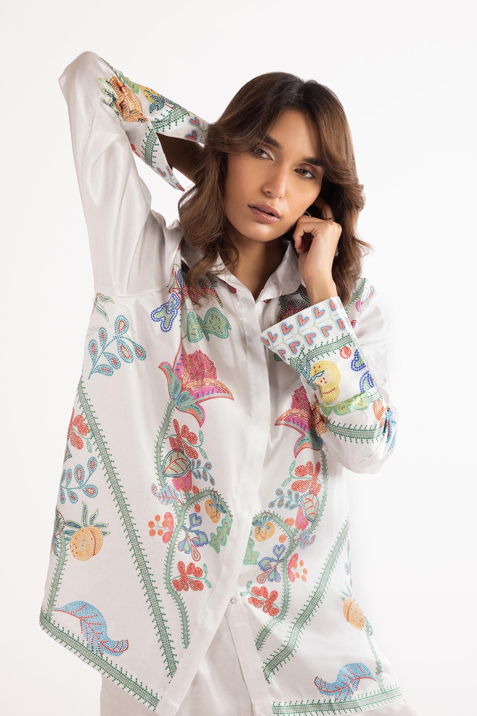 Stitched Printed Wesst Satin Shirt + Culotte Secondary image