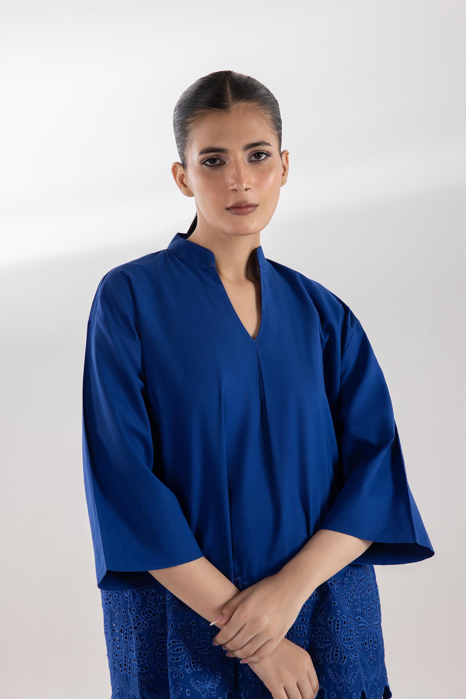 Stitched Embroidered Lawn West Shirt + Culotte Secondary image