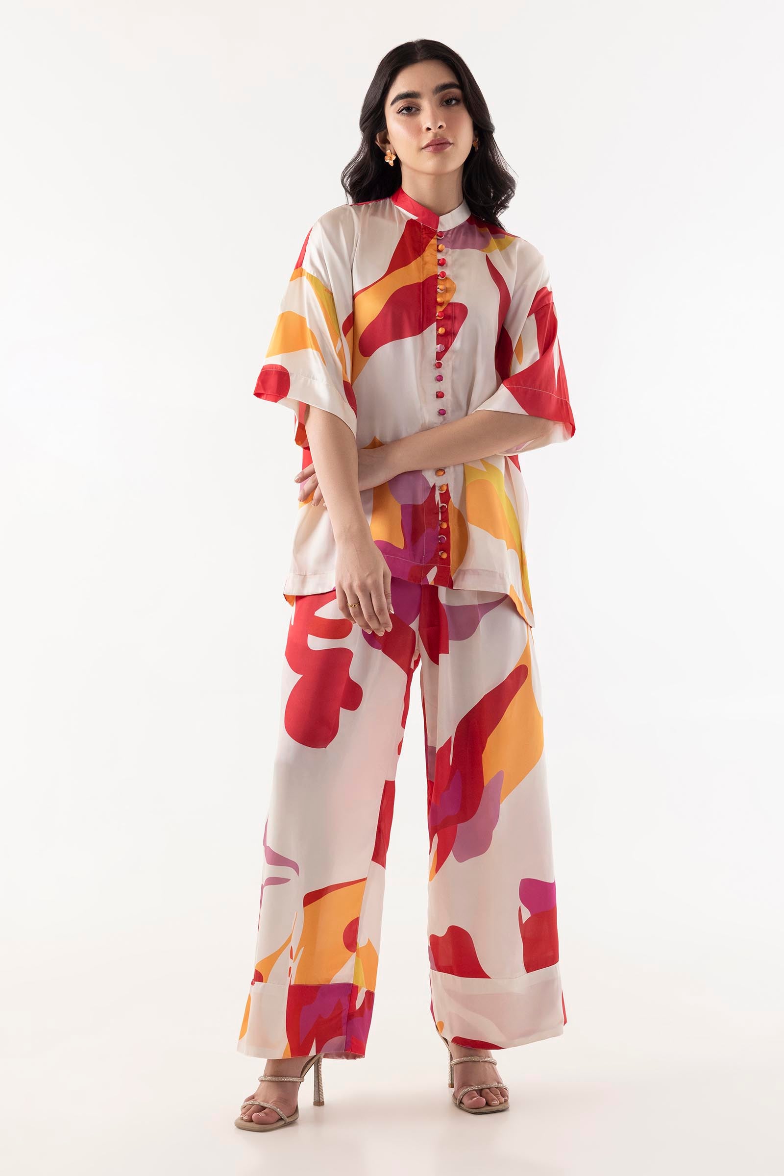 Stitched Multi Printed Cord Set Main image