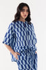 Stitched Blue Printed Cord Set