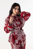 Stitched Red Printed Cord Set