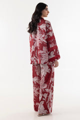 Stitched Red Printed Cord Set