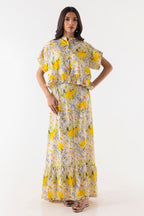 Stitched Floral Shirt & Skirt Set