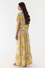 Stitched Floral Shirt & Skirt Set