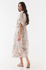Stitched Floral Printed Dress
