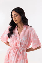 Stitched Peach Printed Frock