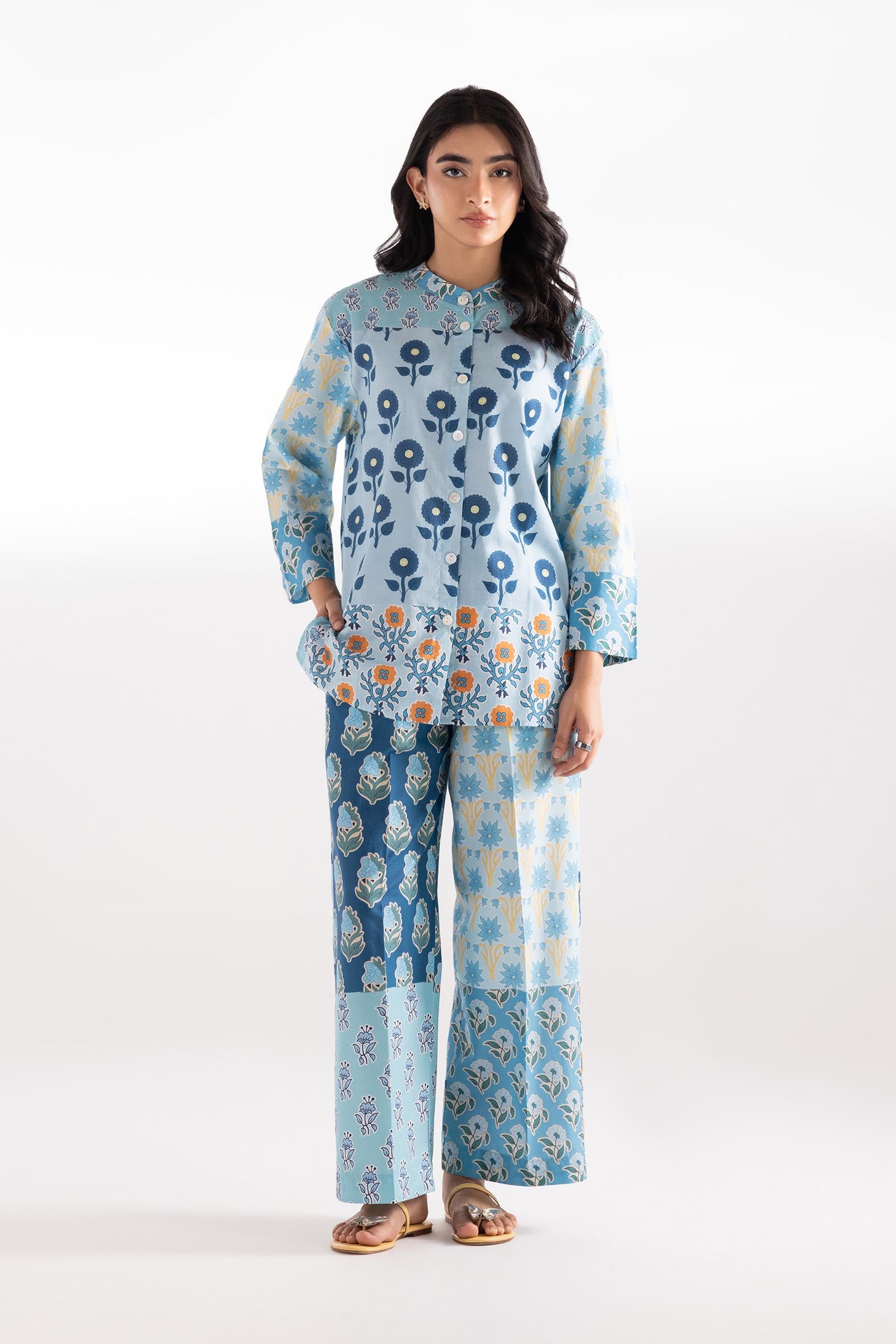 Stitched Printed Textured Wesst Shirt + Culotte Main image