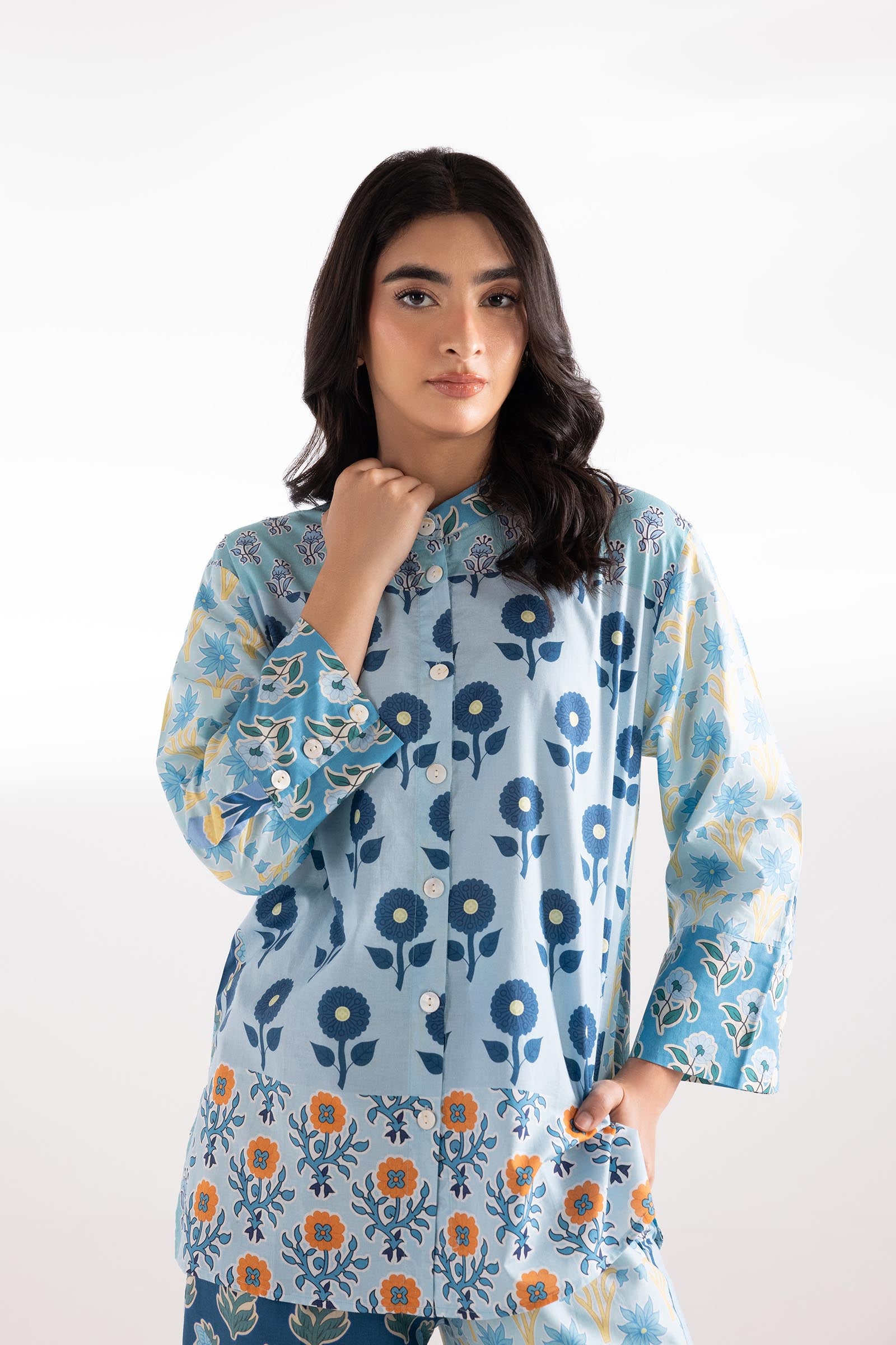 Stitched Printed Textured Wesst Shirt + Culotte Secondary image