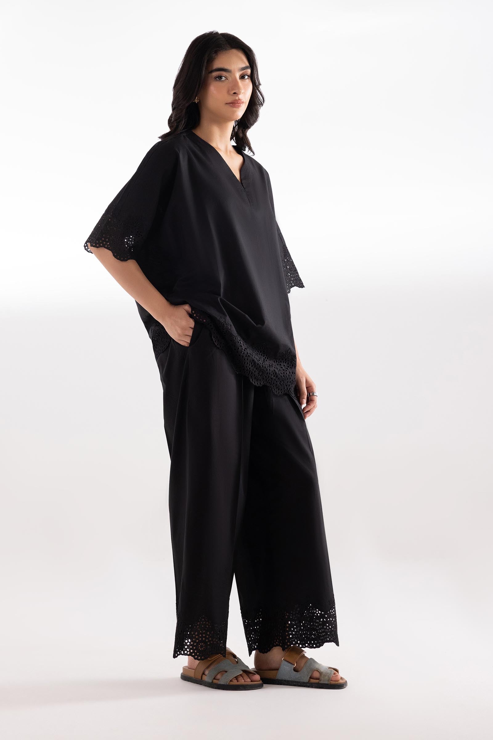 Stitched Embroidered Lawn Wesst Shirt + Culotte Main image