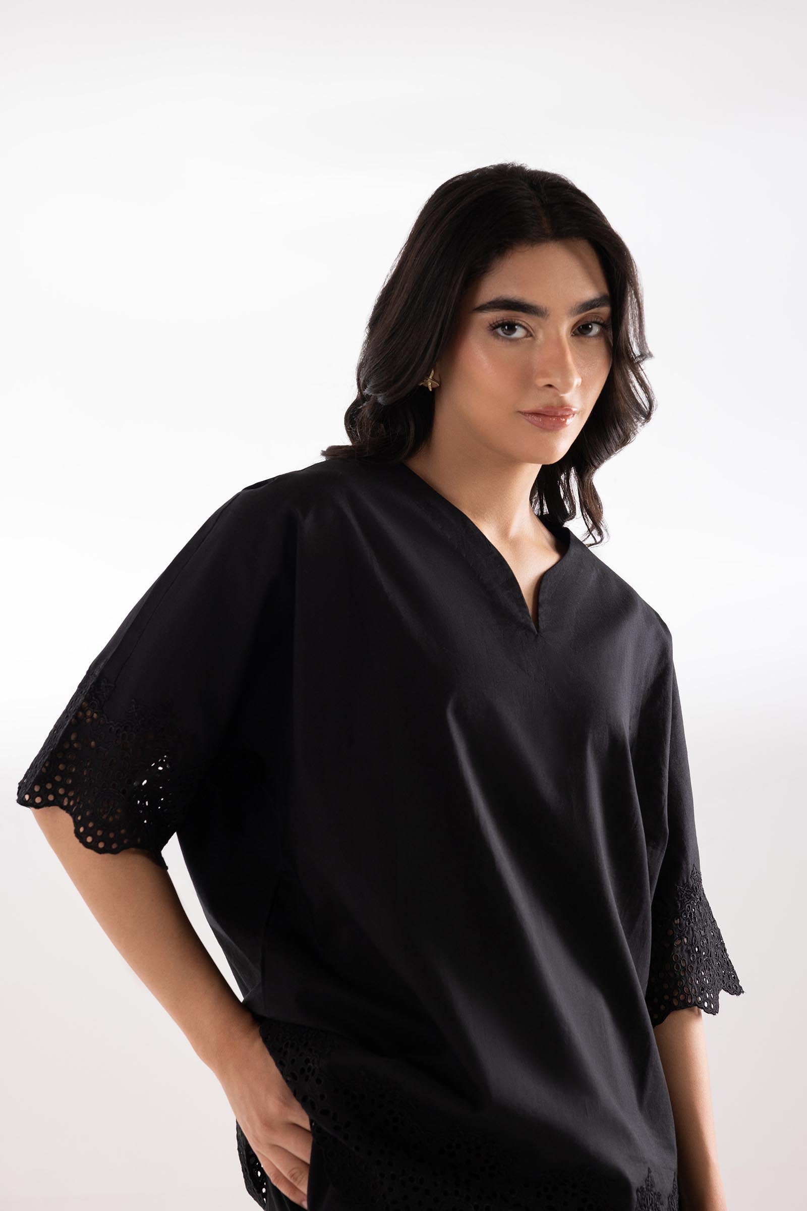 Stitched Embroidered Lawn Wesst Shirt + Culotte Secondary image