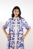 Stitched Printed White & Blue Dress