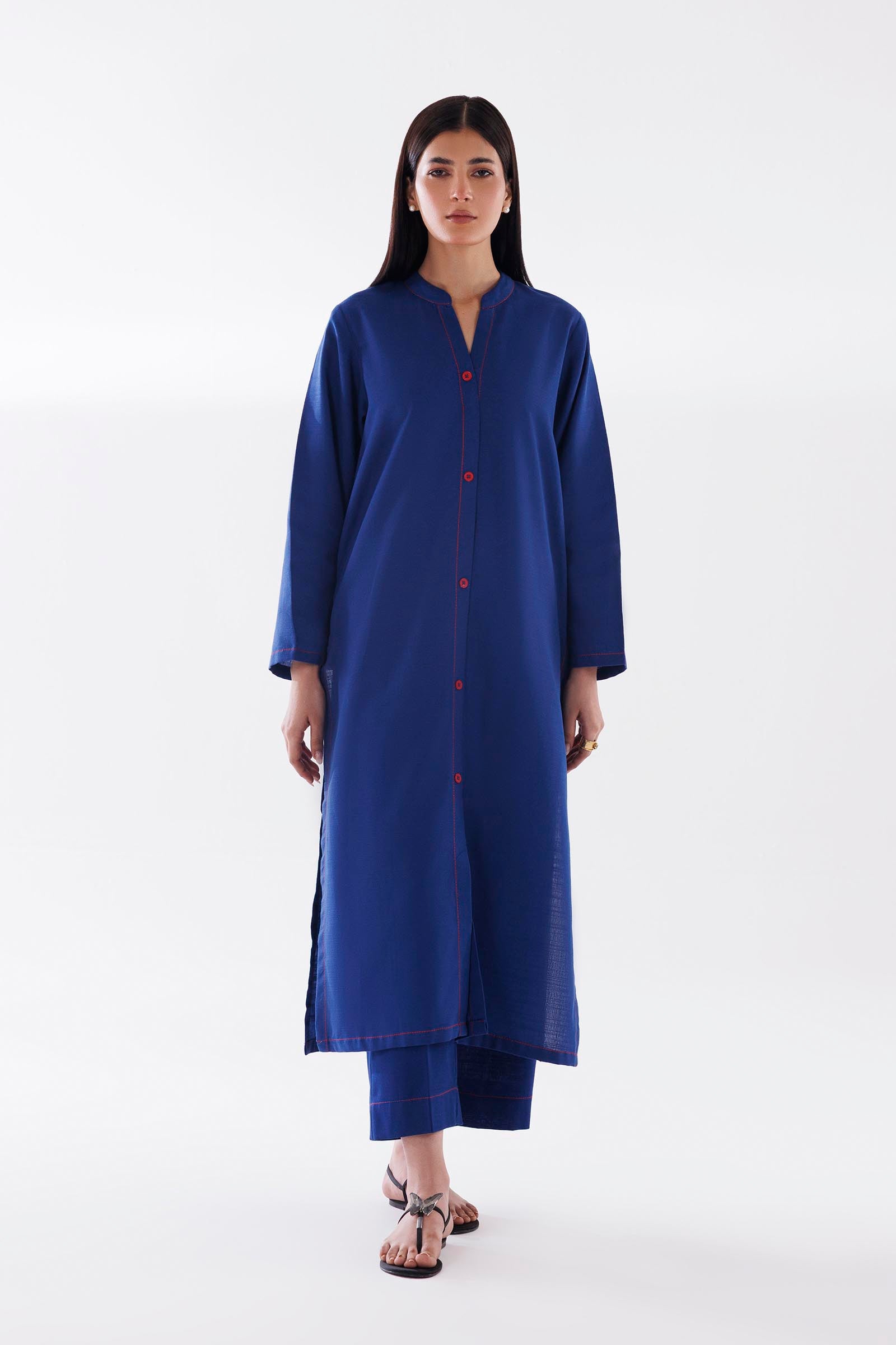 Stitched Dyed Khaddar Shirt + Culotte Main image