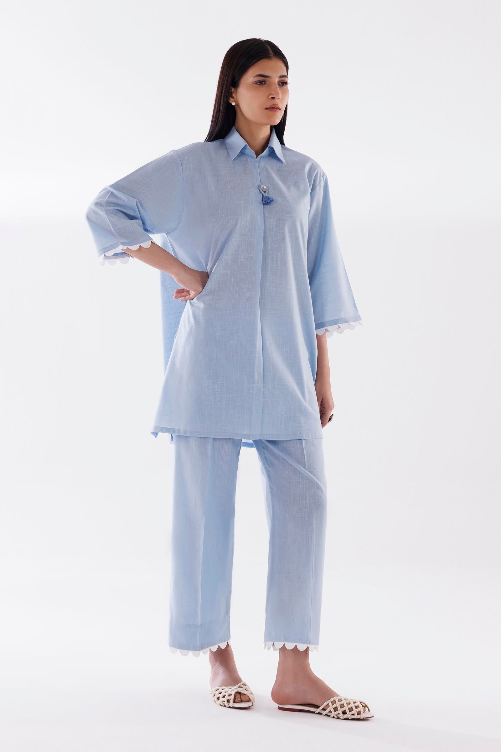 Stitched Dyed Lawn Shirt + Culotte Main image