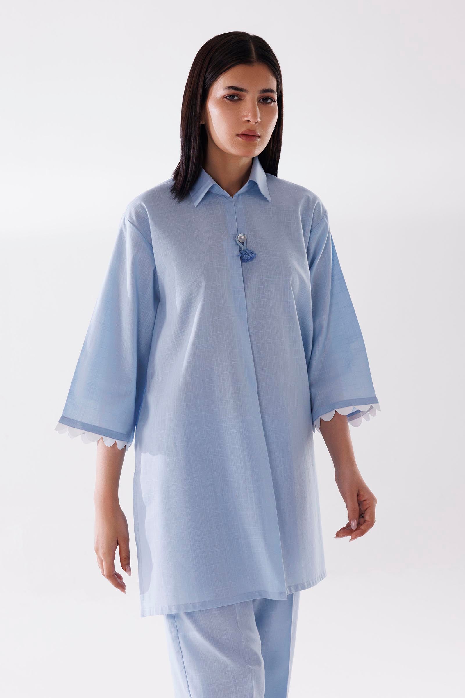 Stitched Dyed Lawn Shirt + Culotte Secondary image