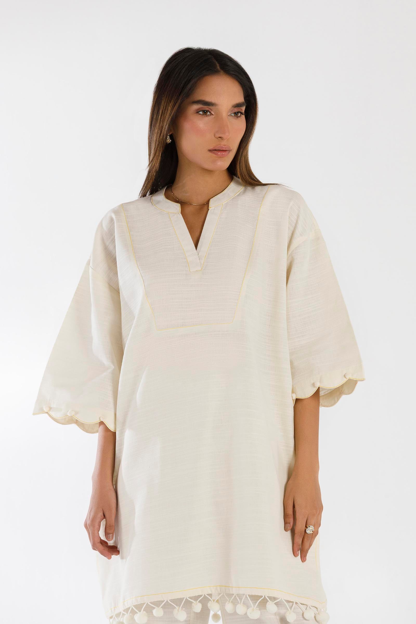 Stitched Khaddar Slub Shirt + Culotte Secondary image