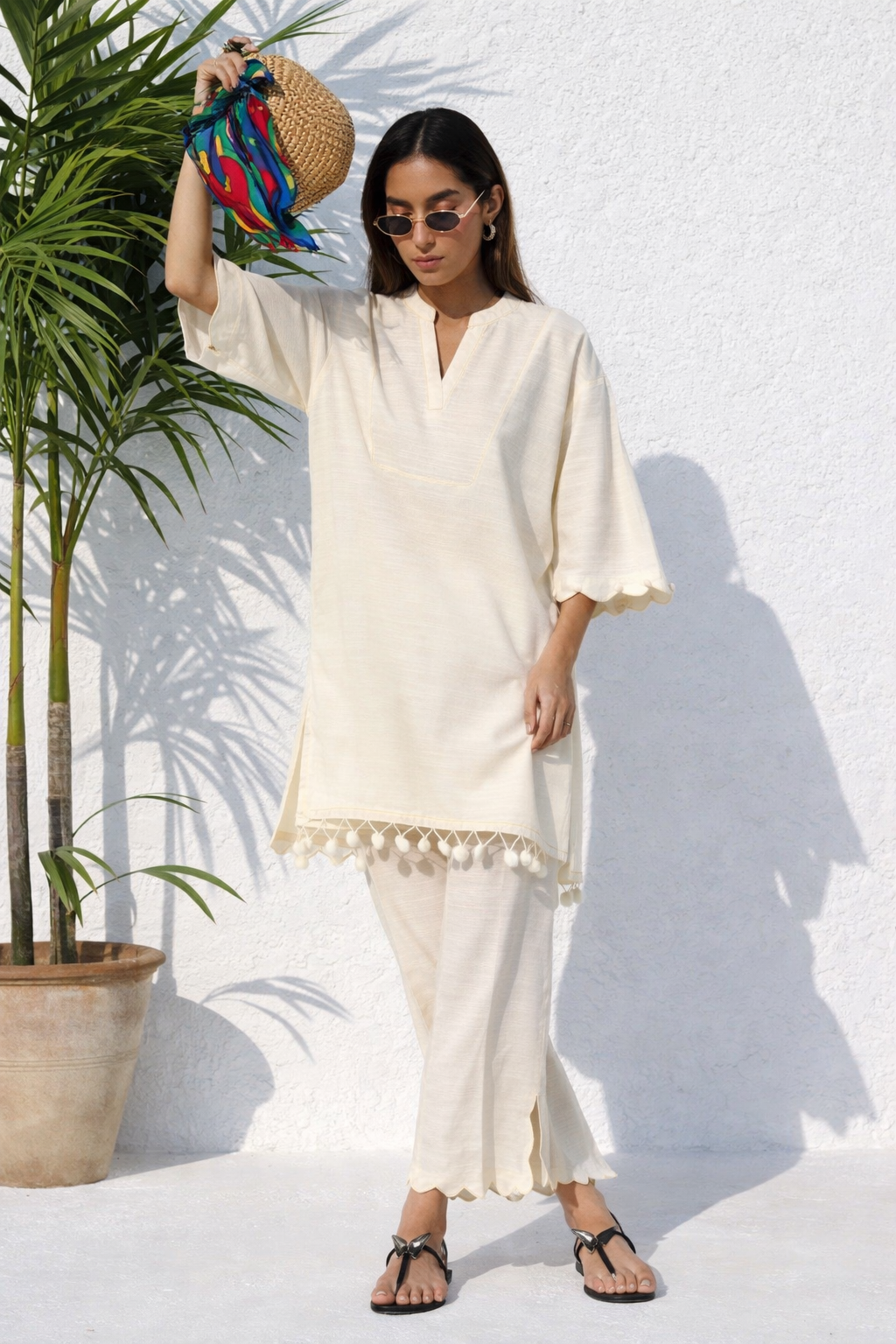 Stitched Khaddar Slub Shirt + Culotte Main image