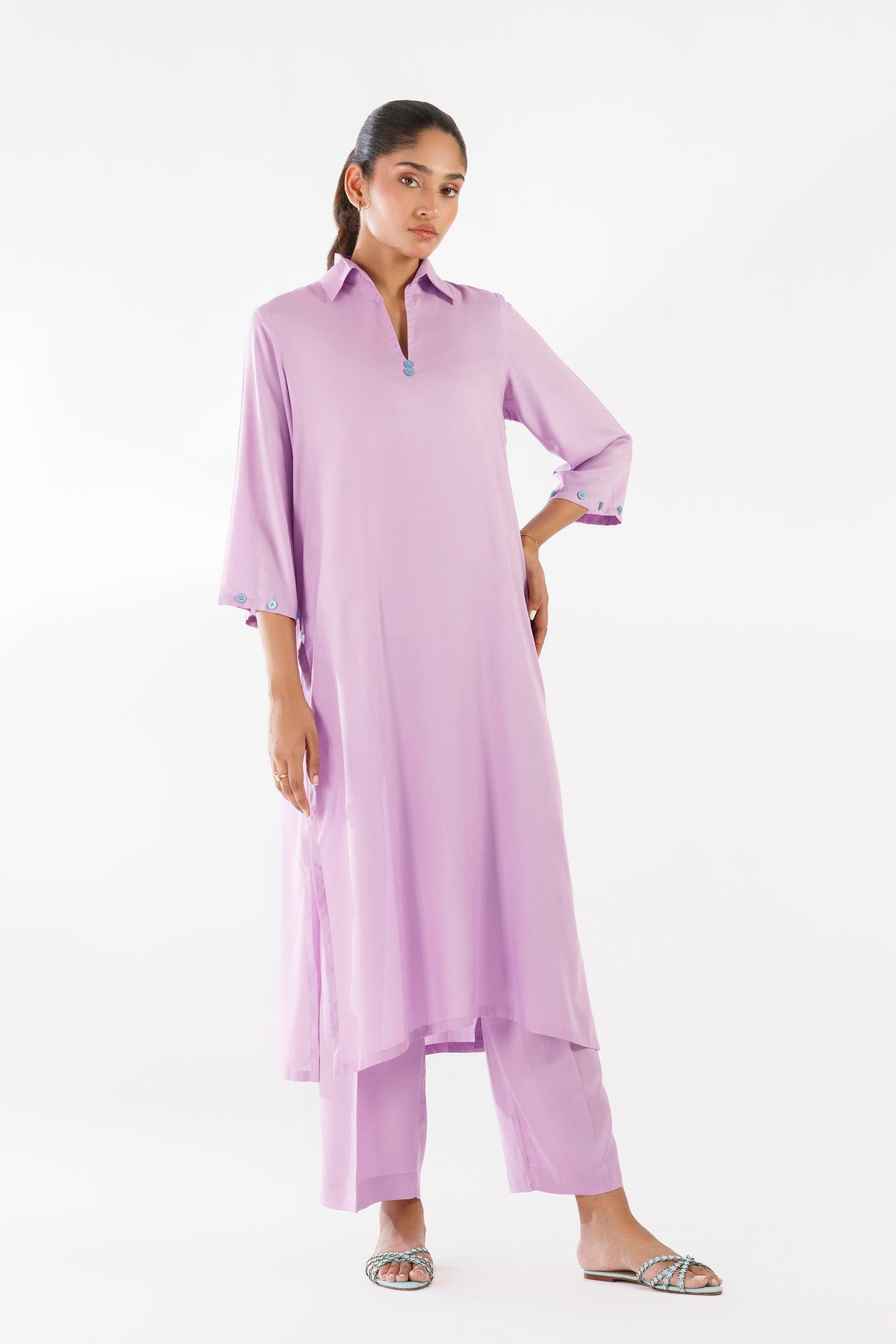 Stitched Dyed Linen Shirt + Culotte Main image