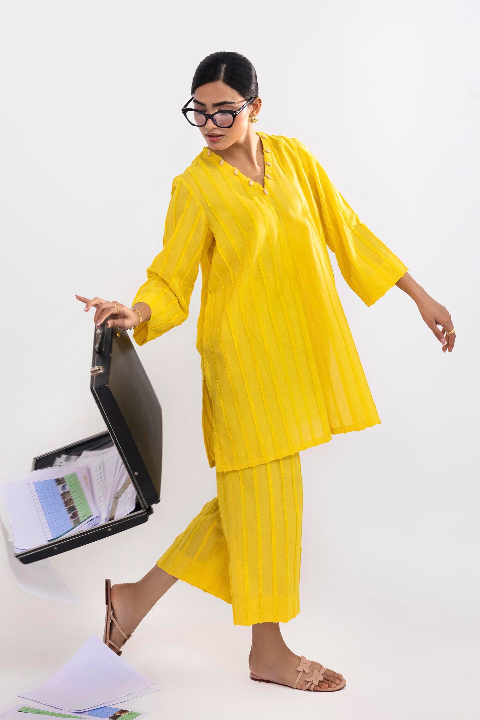 Stitched Dyed Brochia Shirt + Culotte