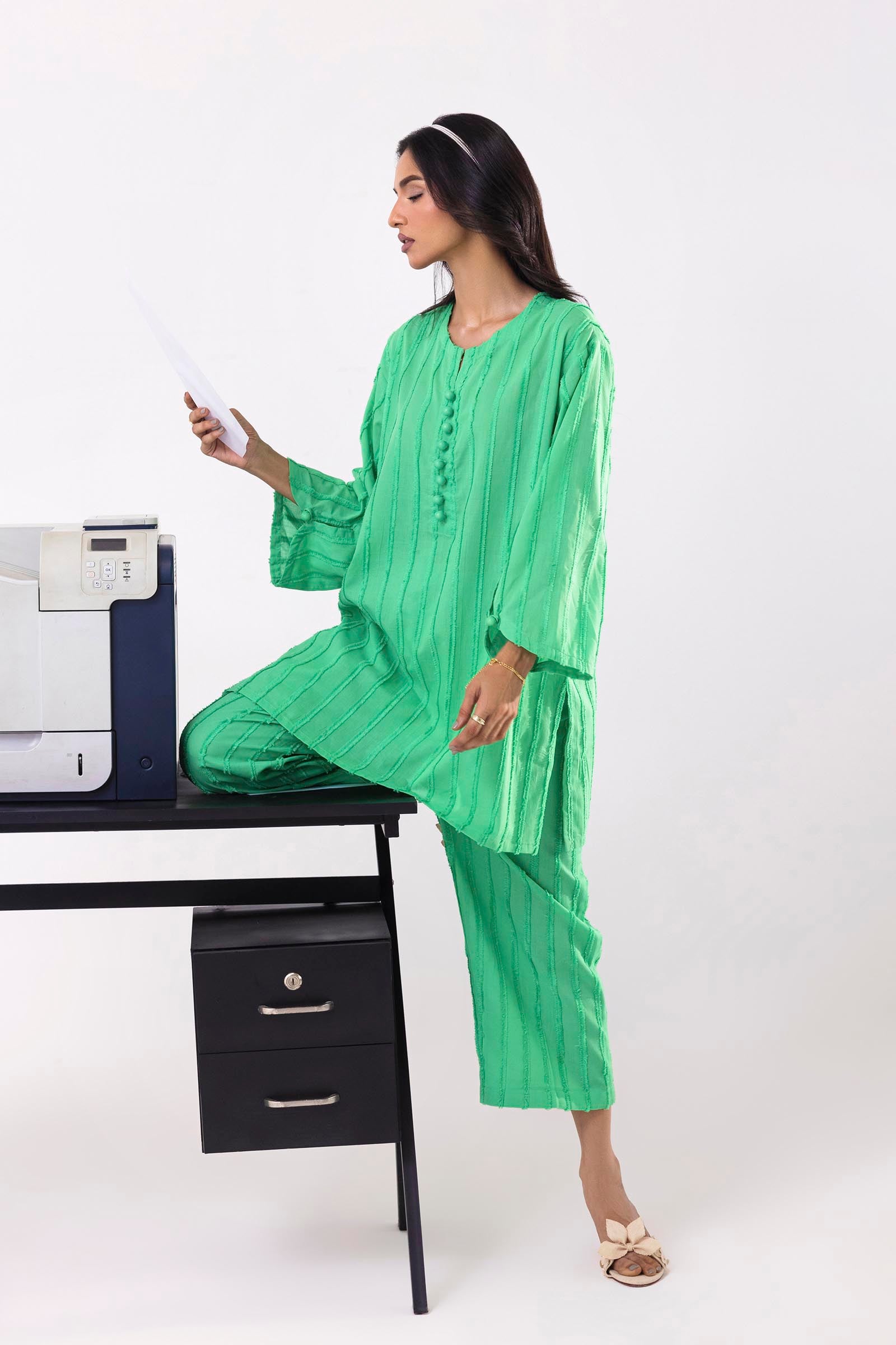 Stitched Dyed Brochia Shirt + Culotte