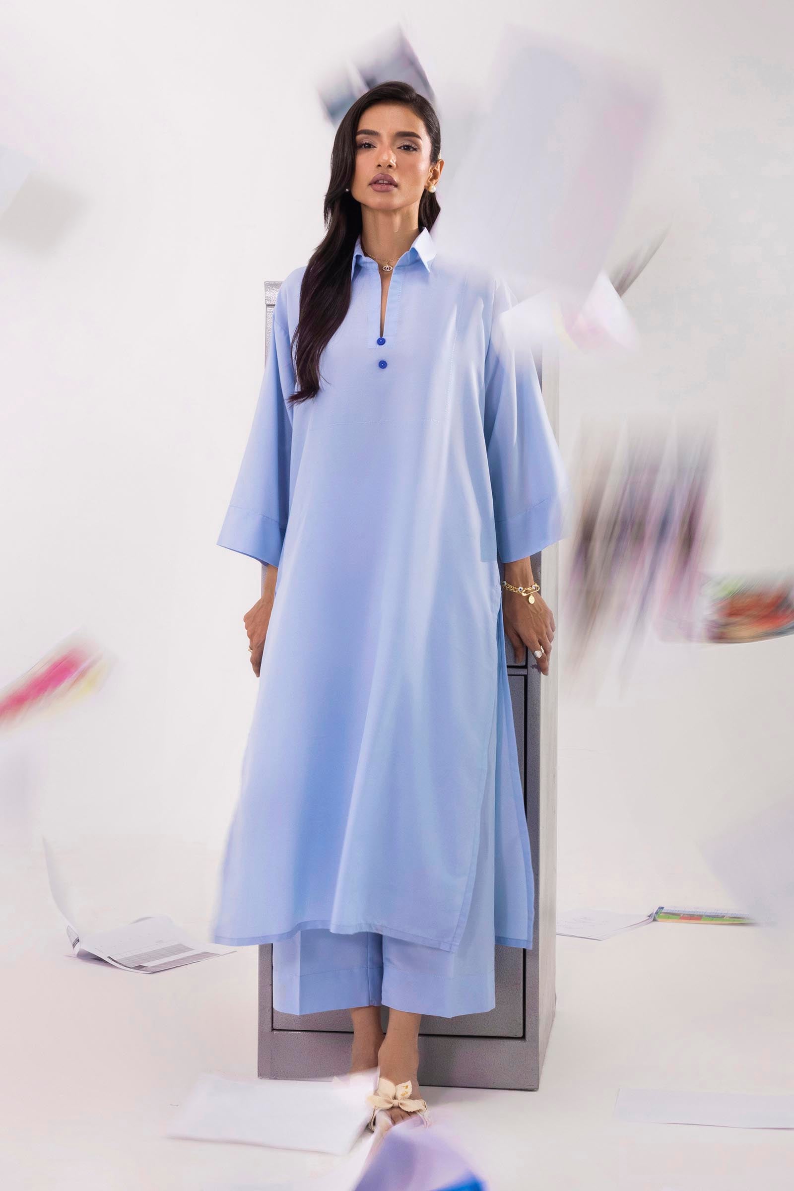 Stitched Linen Shirt+Culotte Main image
