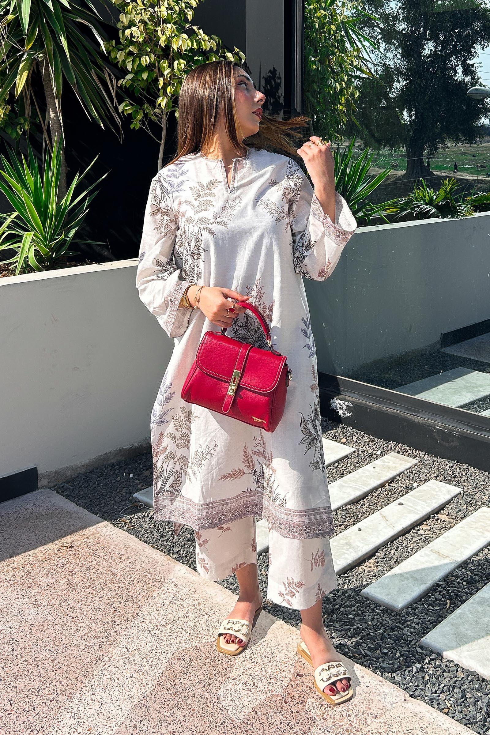 Stitched Printed Slub Shirt + Culotte