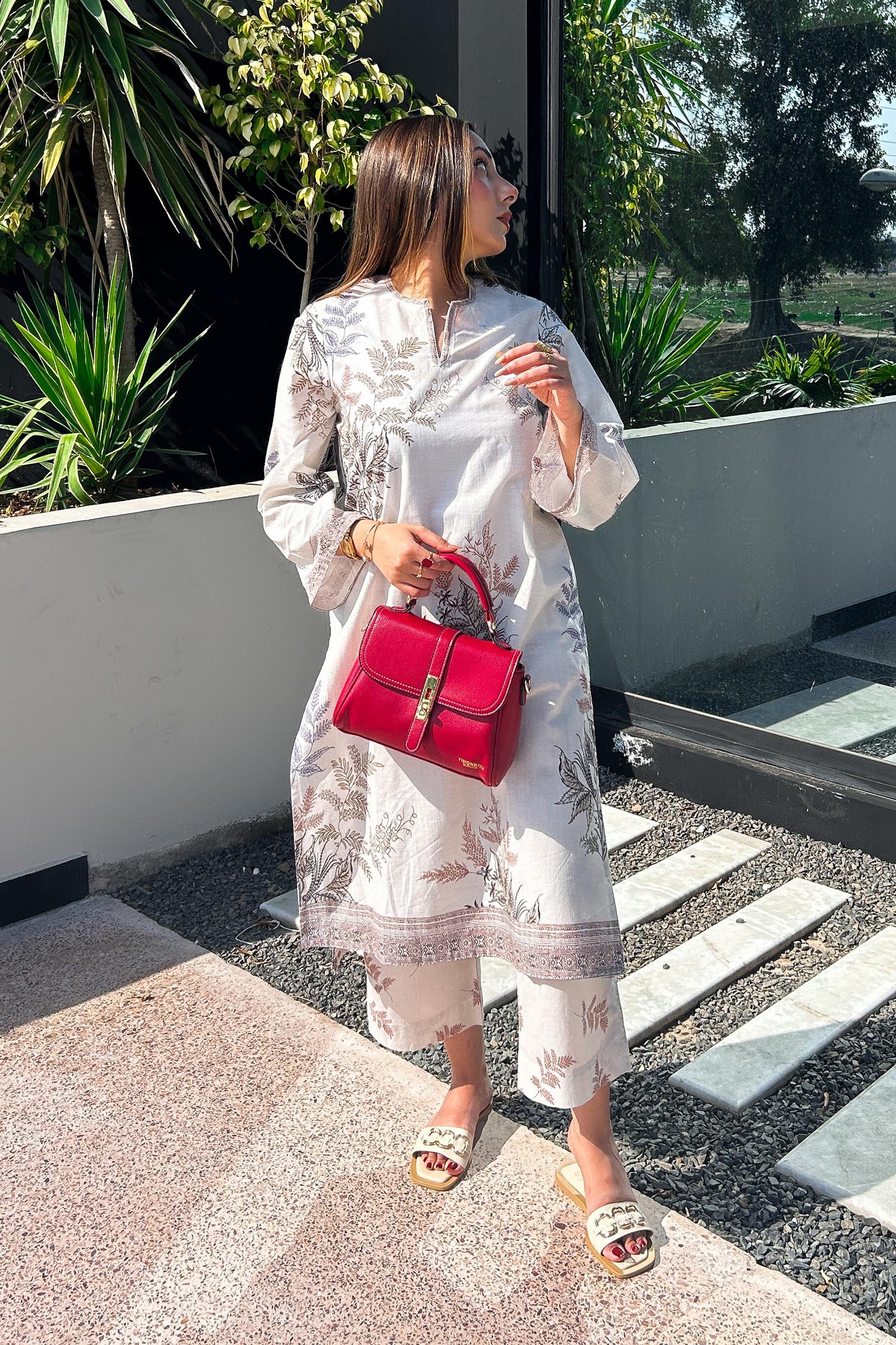 Stitched Printed Slub Shirt + Culotte
